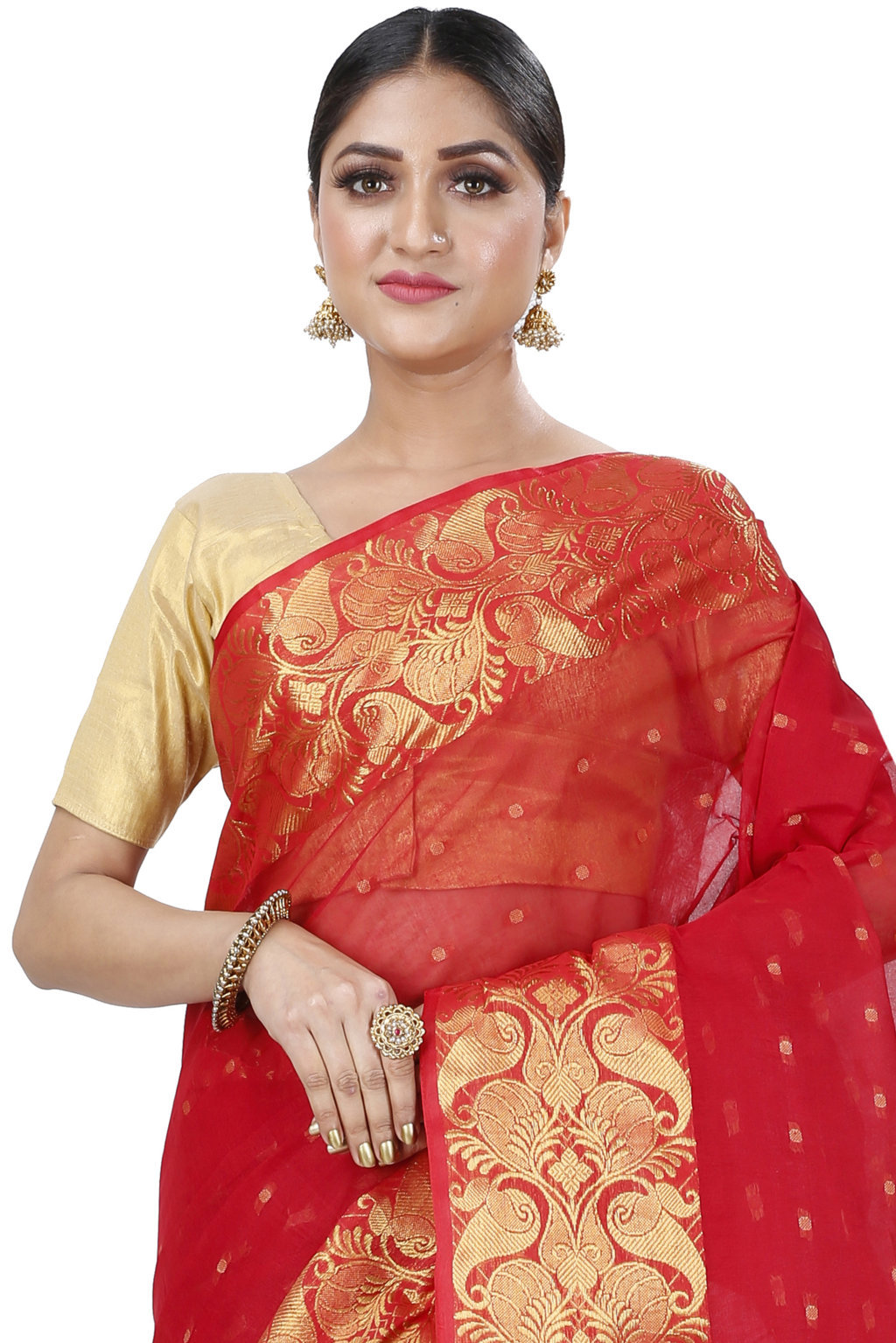 Red Pure Cotton Saloni Tant Saree (1030)
